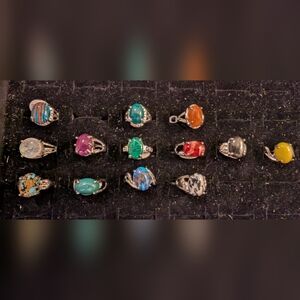 Costume jewelry rings multiple sizes and colors